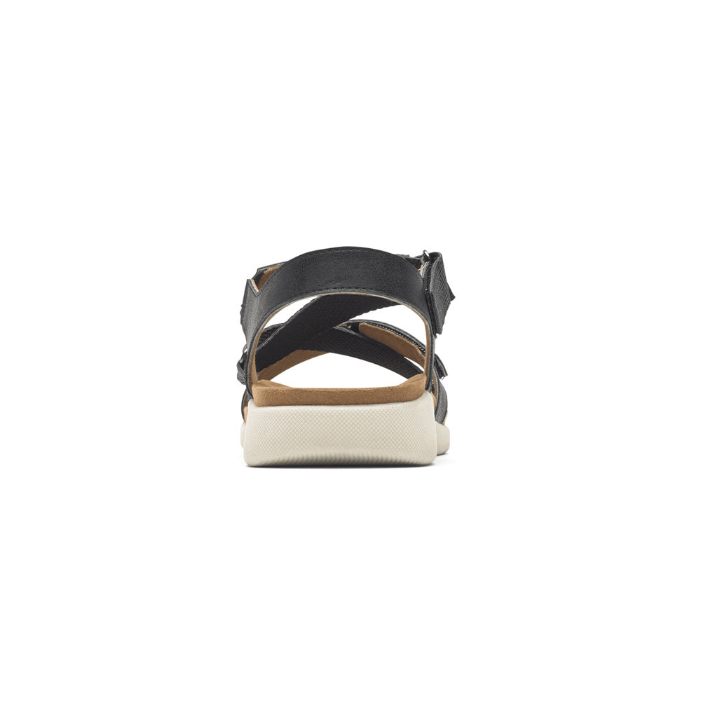 Sandálias Rockport Mulher Pretas - Eileen X-Strap - 15378HPZM